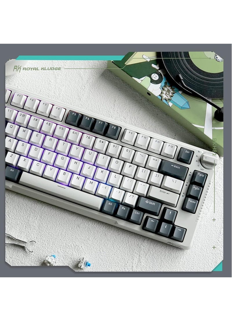 H81 Hot Swappable Mechanical Keyboard, Triple Mode RGB SkyCyan