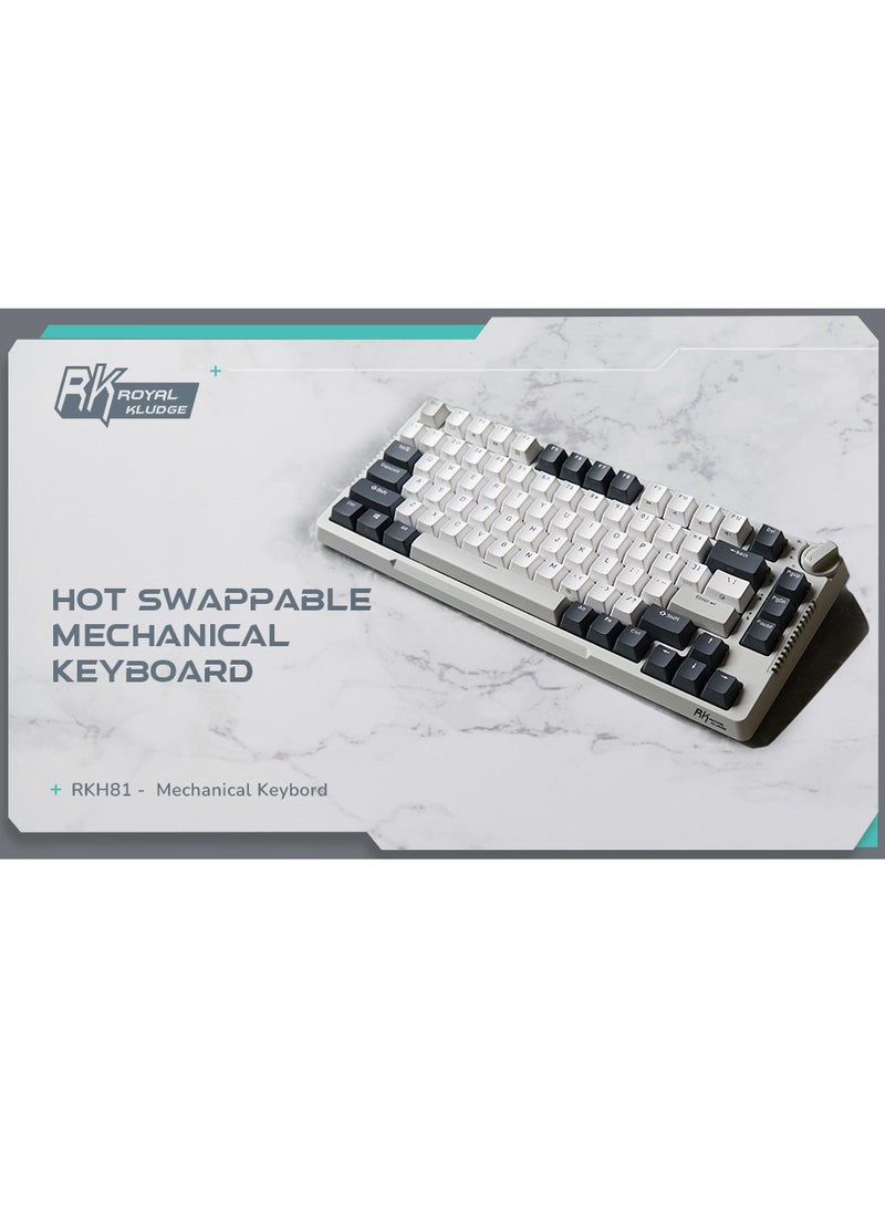 H81 Hot Swappable Mechanical Keyboard, Triple Mode RGB SkyCyan