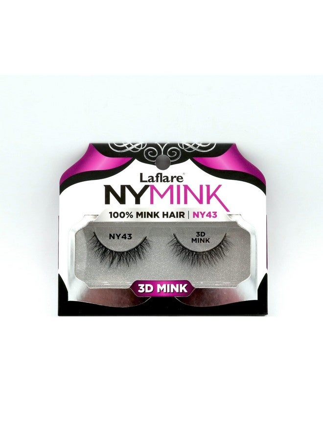 3D Ny Mink Eyelashes 100% Real Mink Hair Lashes Luxury Makeup Natural Light Trendy Variety Reusable Multi Layered Real Mink Hair Lashes (Ny43)