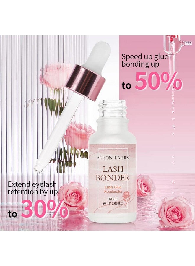 Arison Lash Bonder For Eyelash Extensions Super Bonder For Lash Extensions Lash Glue Accelerator Lash Sealant Waterproof Oil Proof Sealer Adhesive For Eyelash Extensions Longer Retention 20Ml Rose