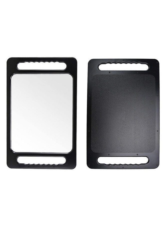 Hand Makeup Mirror Black Rectangular Double Handles Salon Mirror Unbreakable Large Handheld Barber Mirror Hairstylist Accessories