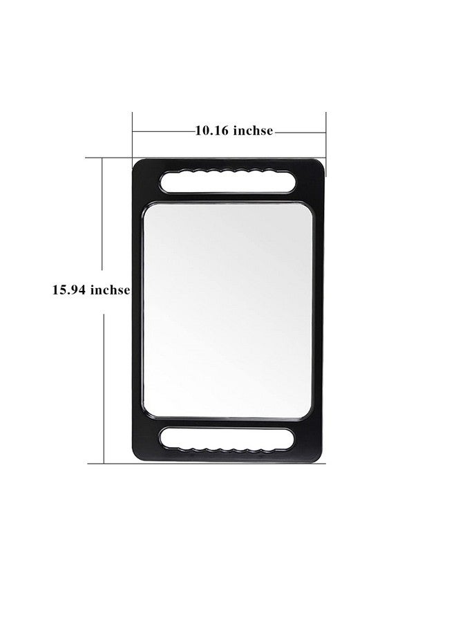 Hand Makeup Mirror Black Rectangular Double Handles Salon Mirror Unbreakable Large Handheld Barber Mirror Hairstylist Accessories