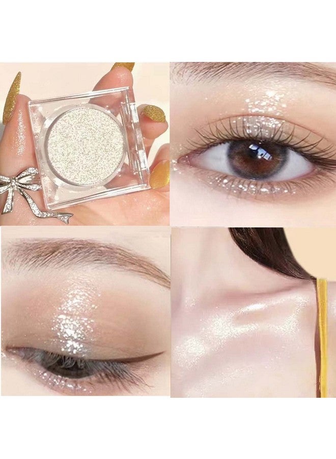 White Glitter Eyeshadow Primer Palette Waterproof Smudge Proof Long Lasting Shimmer Eyeshadow Create Highlight And Shadow Perfect Finish Eye Makeup(White Glitter 9)