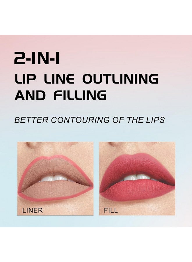 6Pc Liquid Lipstick & Lipliner Set Lip Stain Tint Collectiongourdshaped Durable Easy Glide Nude Matte Shades Lip Contourlipliner Application Gift For Women