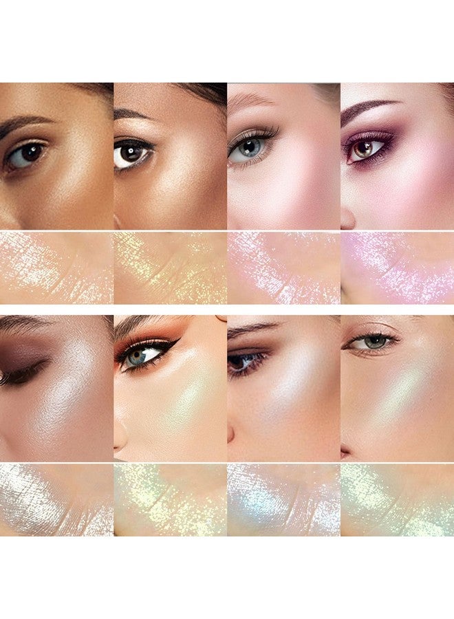 Dazzling Diamond Shimmer Glitter Highlighter Palette 8 Colors Iridescent Shades Iluminadores De Maquillaje Highlight Powder For Brighten Face Cheeks And Eyes Makeup Multichrome