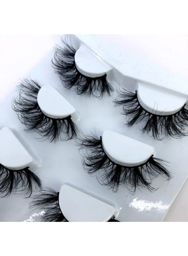 4 Pairs 25 Mm 3D Mink Lashes Bulk Faux With Custom Box Wispy Natural Mink Lashes Pack Short Wholesales Natural False Eyelashes (Rd10)