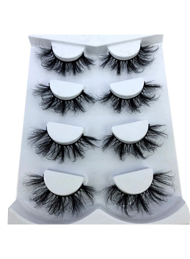 4 Pairs 25 Mm 3D Mink Lashes Bulk Faux With Custom Box Wispy Natural Mink Lashes Pack Short Wholesales Natural False Eyelashes (Rd10)