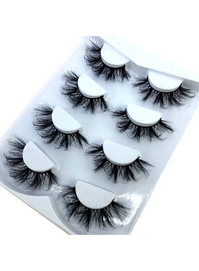 4 Pairs 25 Mm 3D Mink Lashes Bulk Faux With Custom Box Wispy Natural Mink Lashes Pack Short Wholesales Natural False Eyelashes (Rd10)