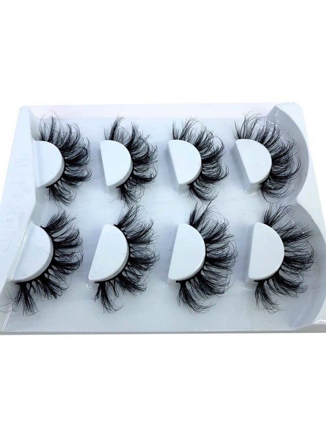 4 Pairs 25 Mm 3D Mink Lashes Bulk Faux With Custom Box Wispy Natural Mink Lashes Pack Short Wholesales Natural False Eyelashes (Rd10)