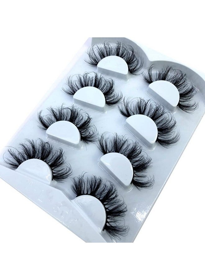 4 Pairs 25 Mm 3D Mink Lashes Bulk Faux With Custom Box Wispy Natural Mink Lashes Pack Short Wholesales Natural False Eyelashes (Rd10)