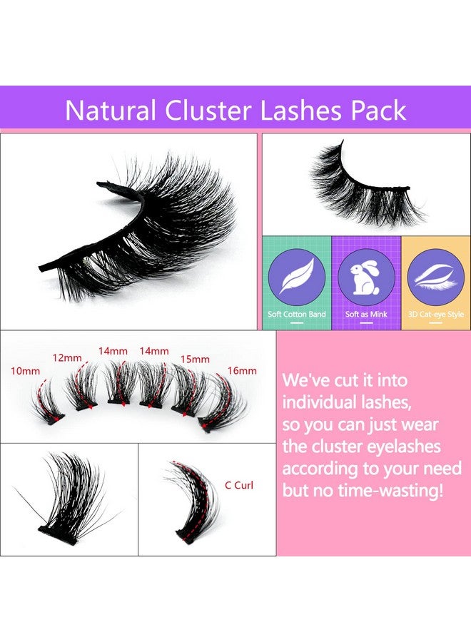 Cluster Lashes Mink False Eyelashes Fluffy Cat Eye Individual Lash That Look Like Extension 120 Clusters 1016Mm Wispy 6D Volume Fake Eyelash Kit Natural Soft Handmade Eyelash Clusters Pack By Kmilro