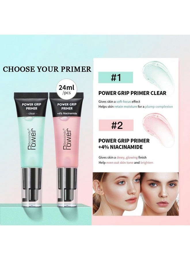 2 Pcs Power Grip Primer For Face Foundationhydrating Base Face Primer Gel Longwear Primer Foundation Face Moisturizes Makeup For Oily And Dry Skin (Evens Skin Tone+Hydrates Skin)