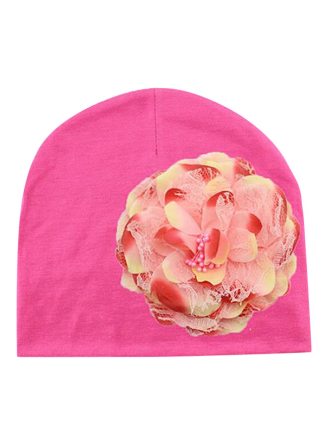 Peony Flower Weave Beanie Pink/Red/Yellow