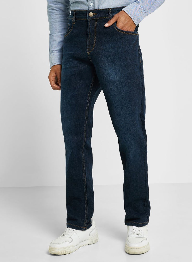 Thomas Scott Men Smart Regular Fit Light Fade Stretchable Jeans