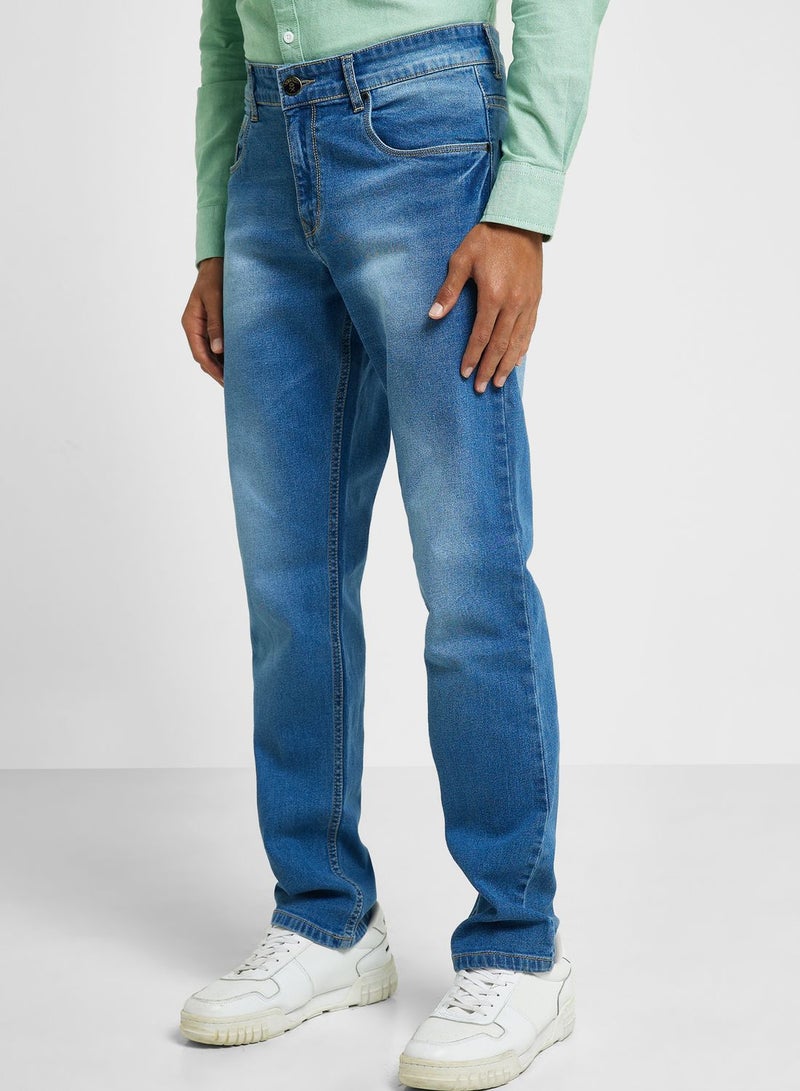 Thomas Scott Men Smart Clean Look Heavy Fade Cotton Jeans
