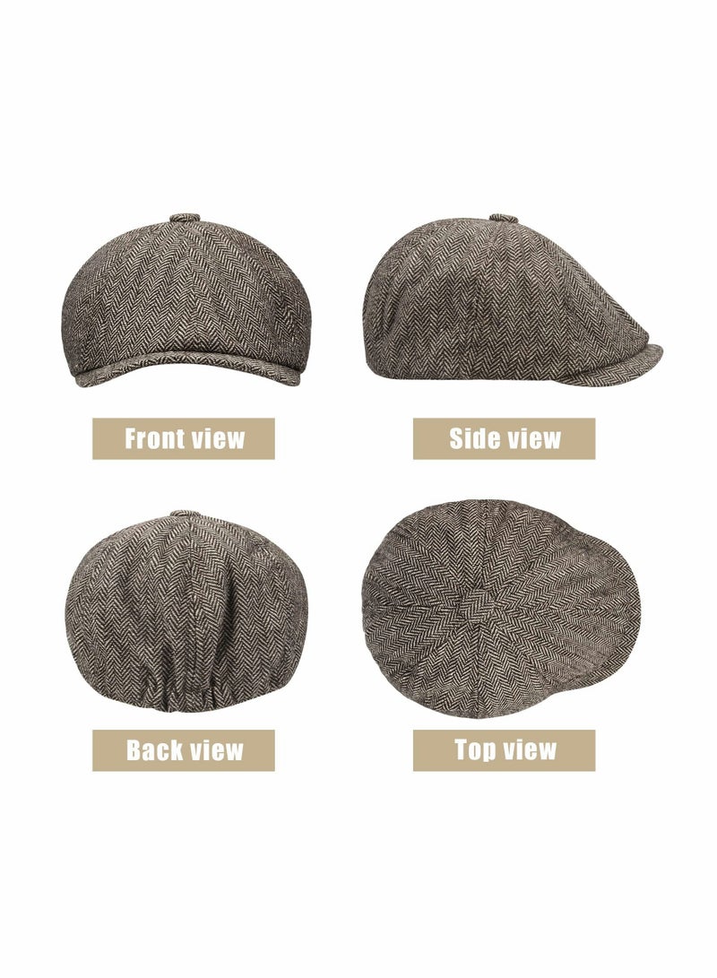2 Pack Newsboy Hats for Men Classic 8 Panel Wool Blend Gatsby Ivy Hat