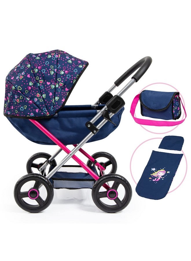 Dolls: Pram Cosyblue Pink Heartsincludes Blanket & Shoulder Bag Fits Dolls Up To 18 Features Soft Handle Two Color Frame Big Wheels For Easy Swiveling Ages 3+