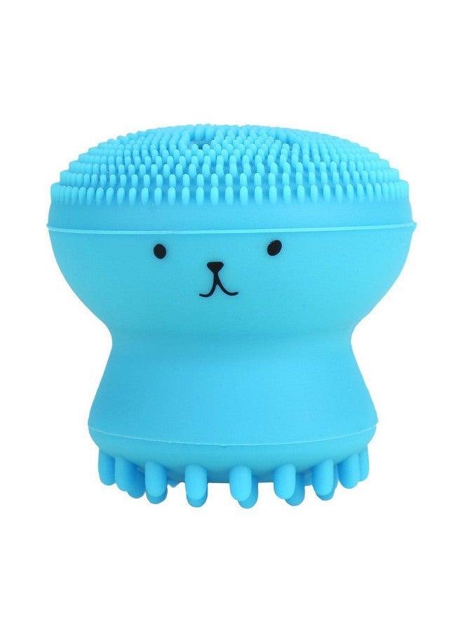 Face Cleansing Brush Silicone Handheld Facial Scrubber Exfoliating Grease Removal Massage Jellyfish Octopus Shaped Face Wash Brush For Women Deep Pore Cleansing(Blue)