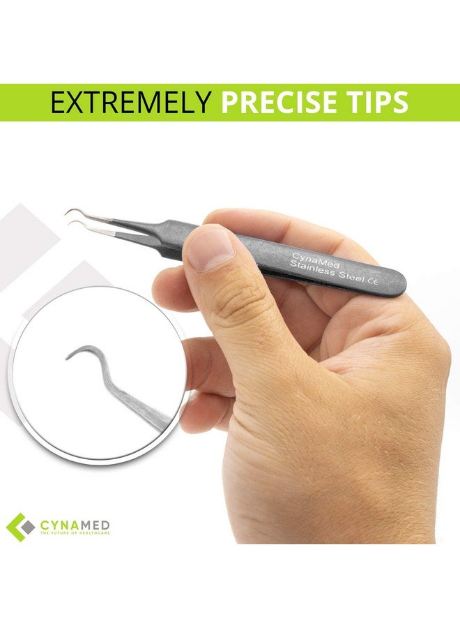 Blackhead Tweezerprofessional Curved Steel Tip Surgical Comedone & Splinter Extractor. Ideal Blemish & Acne Remover Tool Means Flawless Facial Skin (Black)