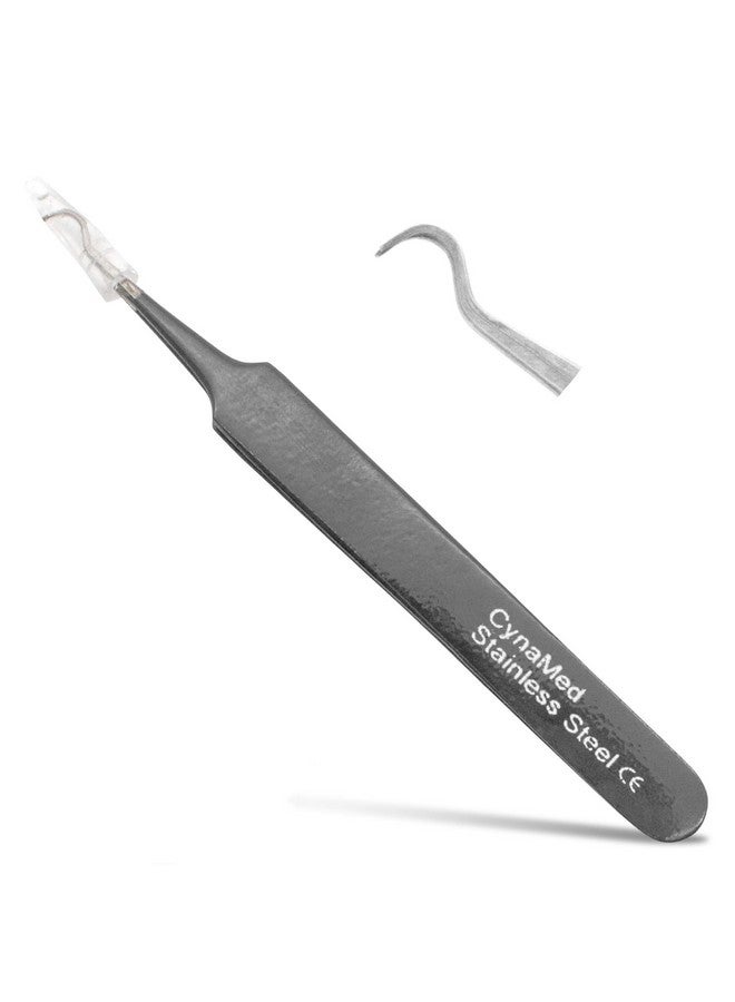 Blackhead Tweezerprofessional Curved Steel Tip Surgical Comedone & Splinter Extractor. Ideal Blemish & Acne Remover Tool Means Flawless Facial Skin (Black)