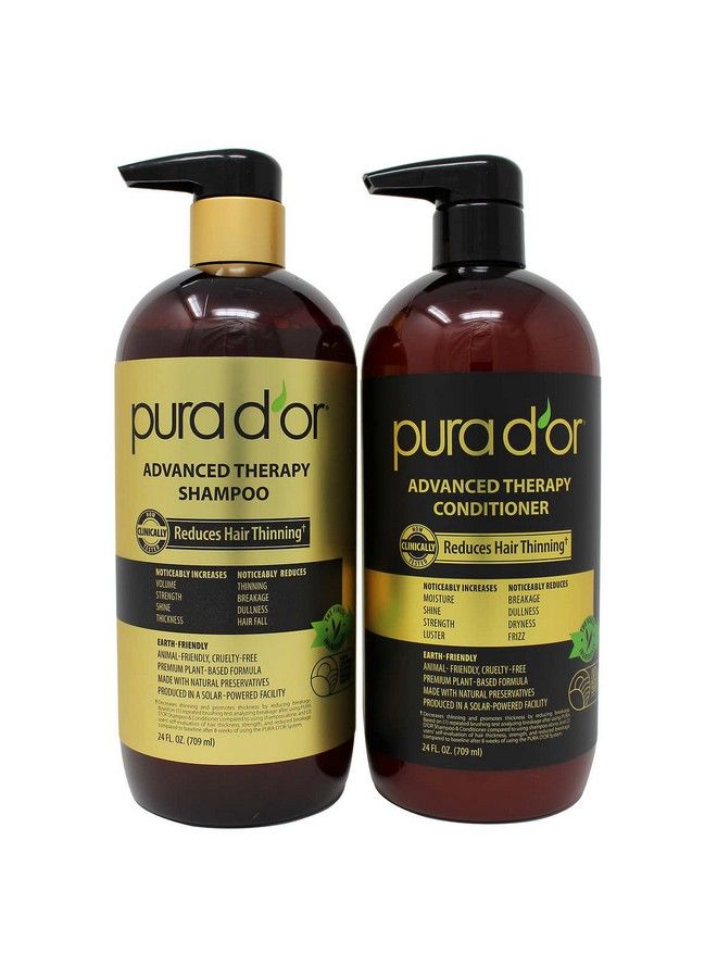 24 Fl Oz Shampoo + 24 Fl Oz Conditioner. Pura Dr Advanced Therapy System Shampoo & Conditioner Reduces Hair Thinning For Thicker Head Of Hair Infused With Premium Organic Argan Oil & Aloe Vera