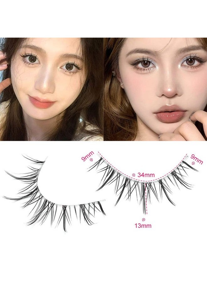 Manga Lashes With Clear Band Japanese Anime Cosplay Eyelashes Asian False Eyelashes Natural Look Like Individual Clusters(B02Asian Style 913Mm)