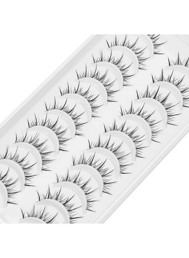 Manga Lashes With Clear Band Japanese Anime Cosplay Eyelashes Asian False Eyelashes Natural Look Like Individual Clusters(B02Asian Style 913Mm)