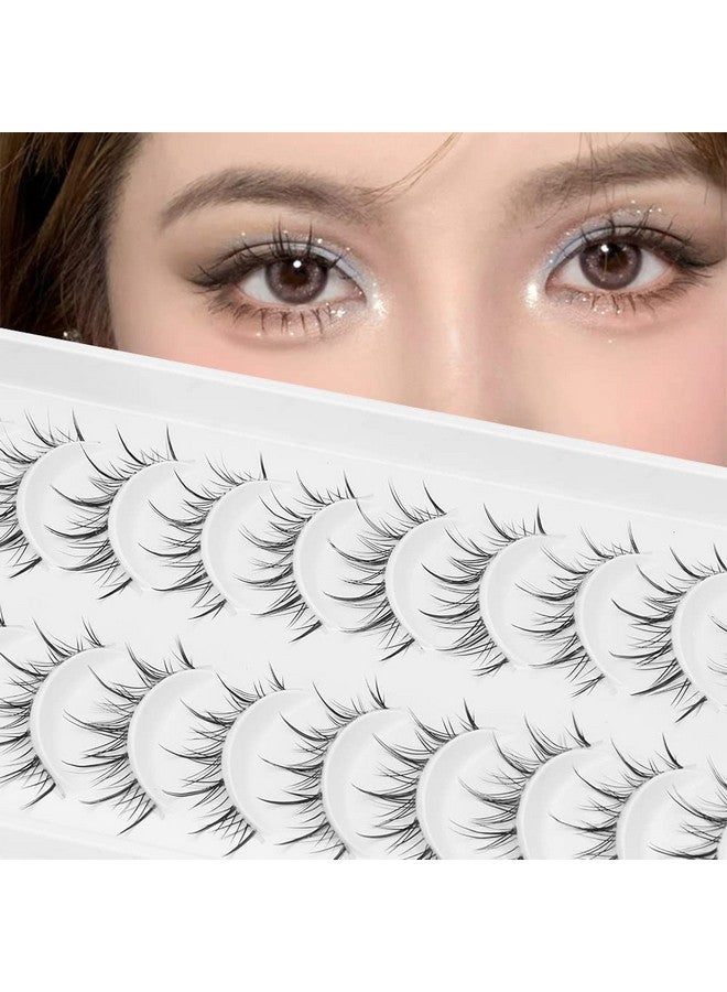 Manga Lashes With Clear Band Japanese Anime Cosplay Eyelashes Asian False Eyelashes Natural Look Like Individual Clusters(B02Asian Style 913Mm)