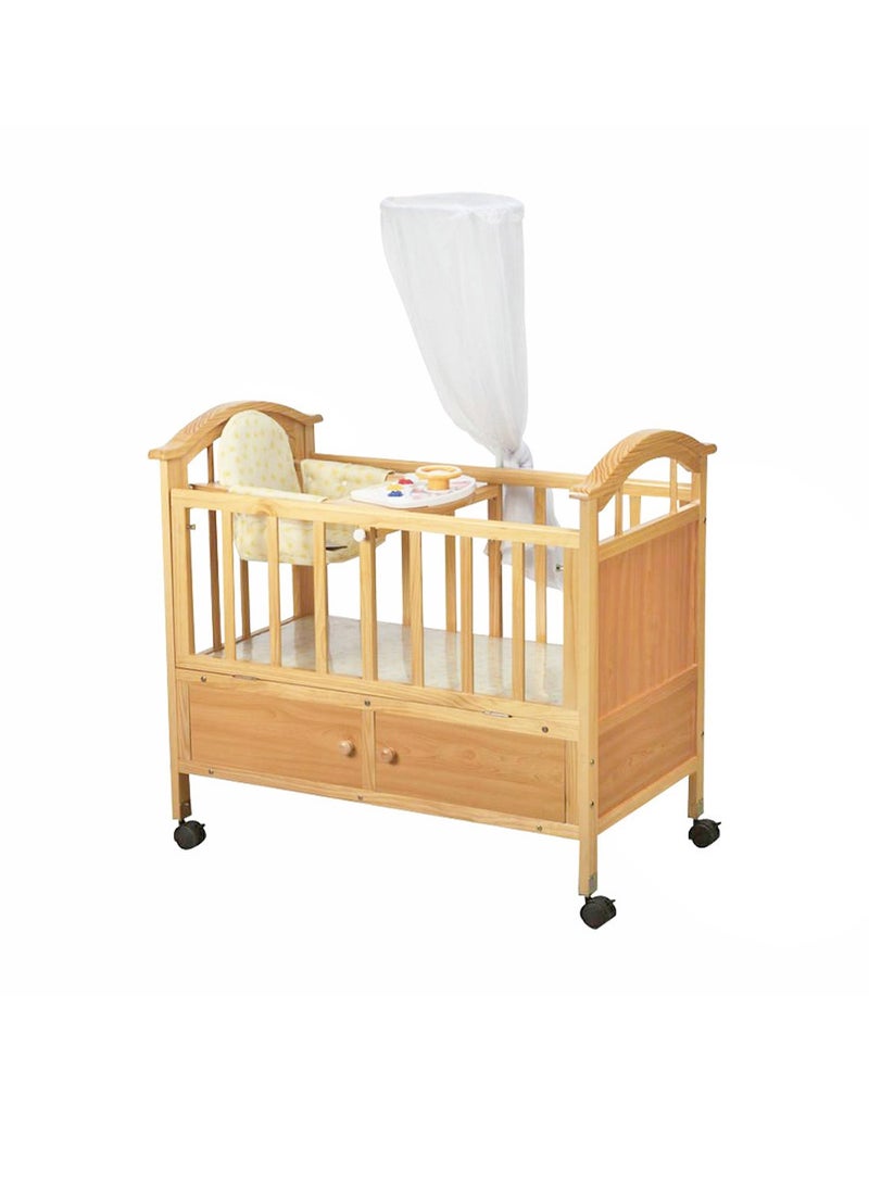 Wood Baby Crib Bed Adjustable Length Shaking Bed for Infant