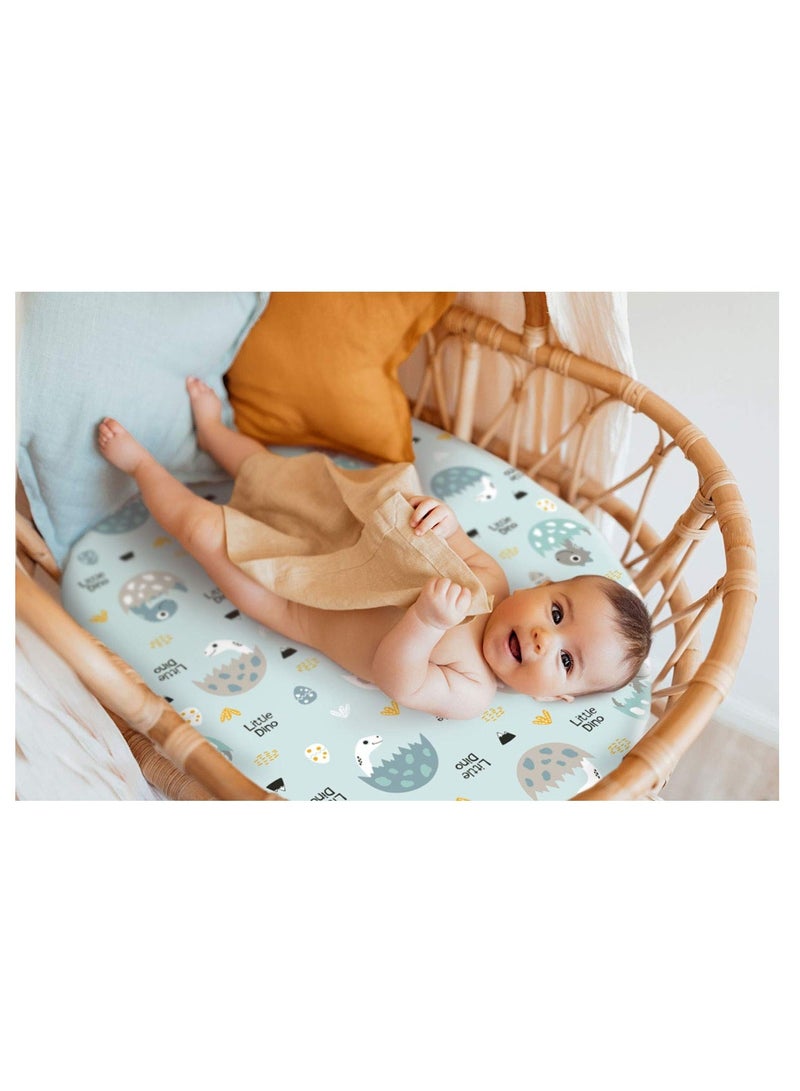 Stretchy Ultra Soft Fitted Bassinet Sheet Set 2 Pack, Universal Fit for Baby Cradle Basket Oval Rectangle Pad Mattress Girls and Boys