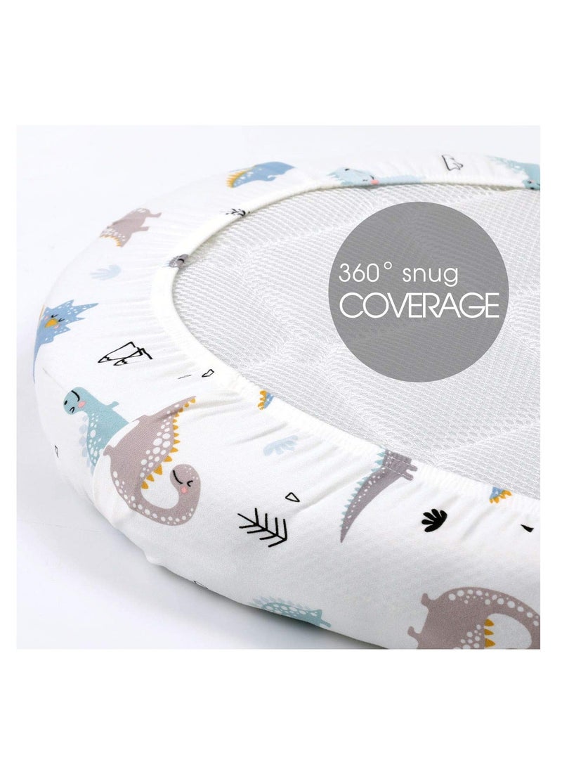 Stretchy Ultra Soft Fitted Bassinet Sheet Set 2 Pack, Universal Fit for Baby Cradle Basket Oval Rectangle Pad Mattress Girls and Boys