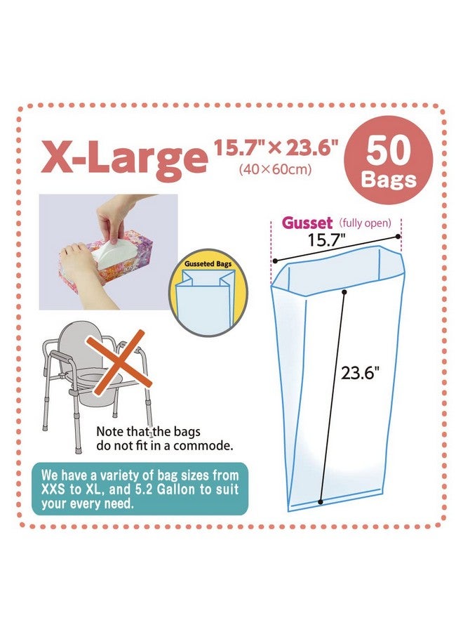 Amazing Odor Sealing Disposable Bags For Diapers Cat Litter Or Any Sanitary Product Disposal Durable And Unscented [Size Xl Color White] (50 Count Pack Of 2) (100 Bags)