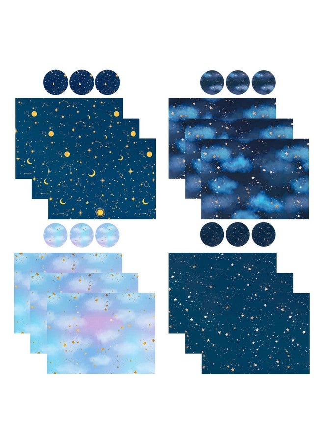 Galaxy Wrapping Paper Sheet 12 Sheets Folded Flat With 12 Gift Tags For Birthday Baby Shower 19.7 Inch X 27.5 Inch Per Sheet