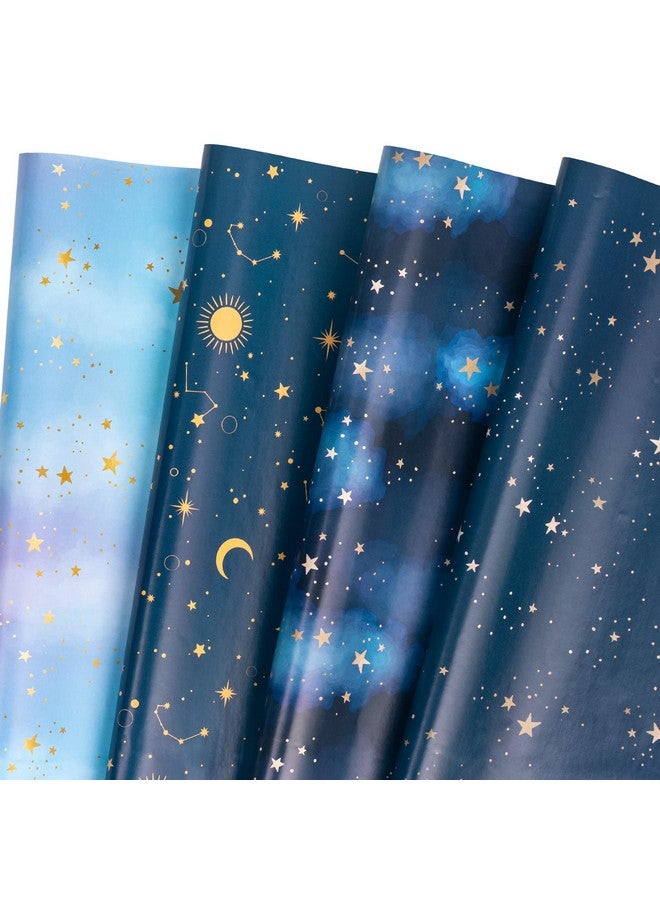 Galaxy Wrapping Paper Sheet 12 Sheets Folded Flat With 12 Gift Tags For Birthday Baby Shower 19.7 Inch X 27.5 Inch Per Sheet