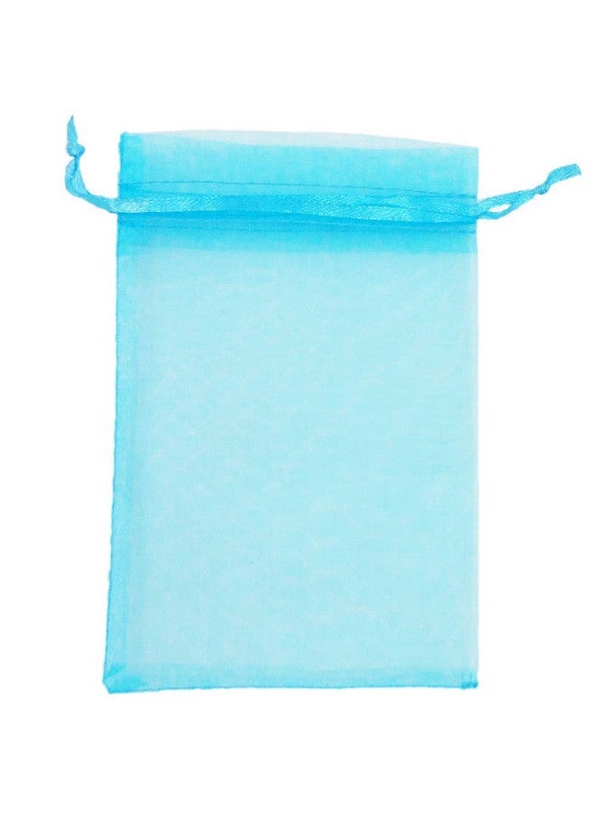 50Pcs 8X12 Inches Large Drawstring Organza Bags Decoration Festival Wedding Party Favor Gift Candy Toys Makeup Pouches (Aqua Blue)