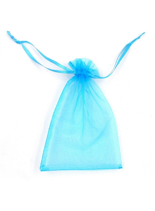 50Pcs 8X12 Inches Large Drawstring Organza Bags Decoration Festival Wedding Party Favor Gift Candy Toys Makeup Pouches (Aqua Blue)