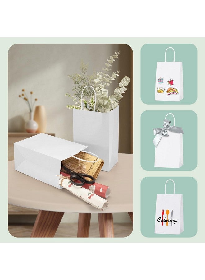 Paper Gift Bags 5.25X3.75X8 50Pcs White Paper Bags For Small Businesssmall Paper Gift Bags With Handles Bulkkraft Bagsretail Shopping Bagsbirthday Wedding Party Favor Bags