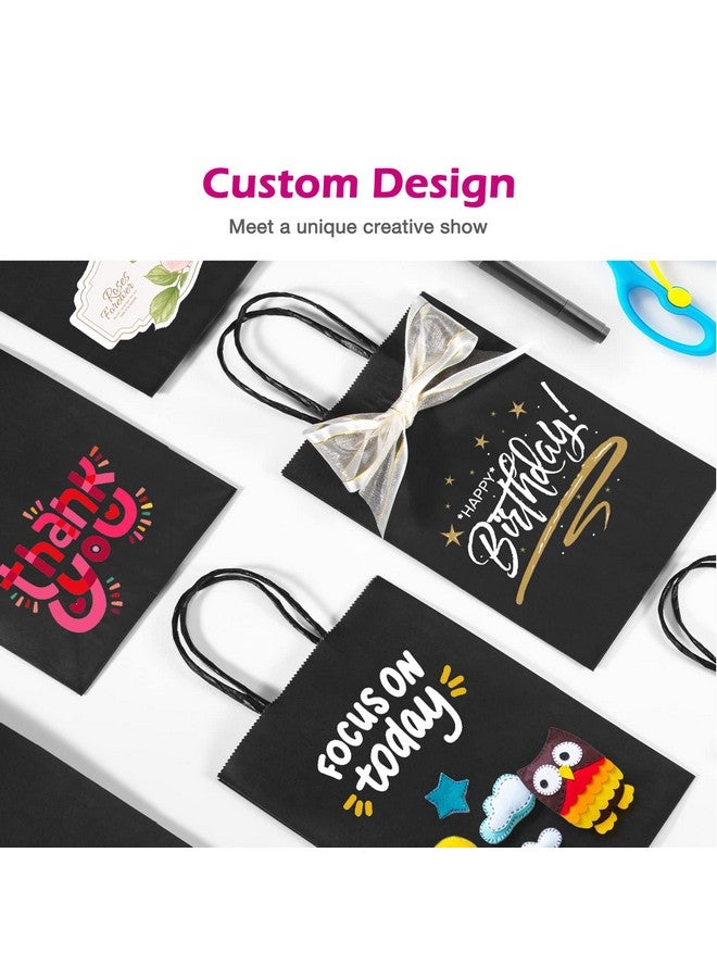 Paper Gift Bags 5.25X3.75X8 Black Small Paper Bags With Handles Bulk100 Pcs Kraft Paper Bags For Small Businesswedding Party Favor Bags