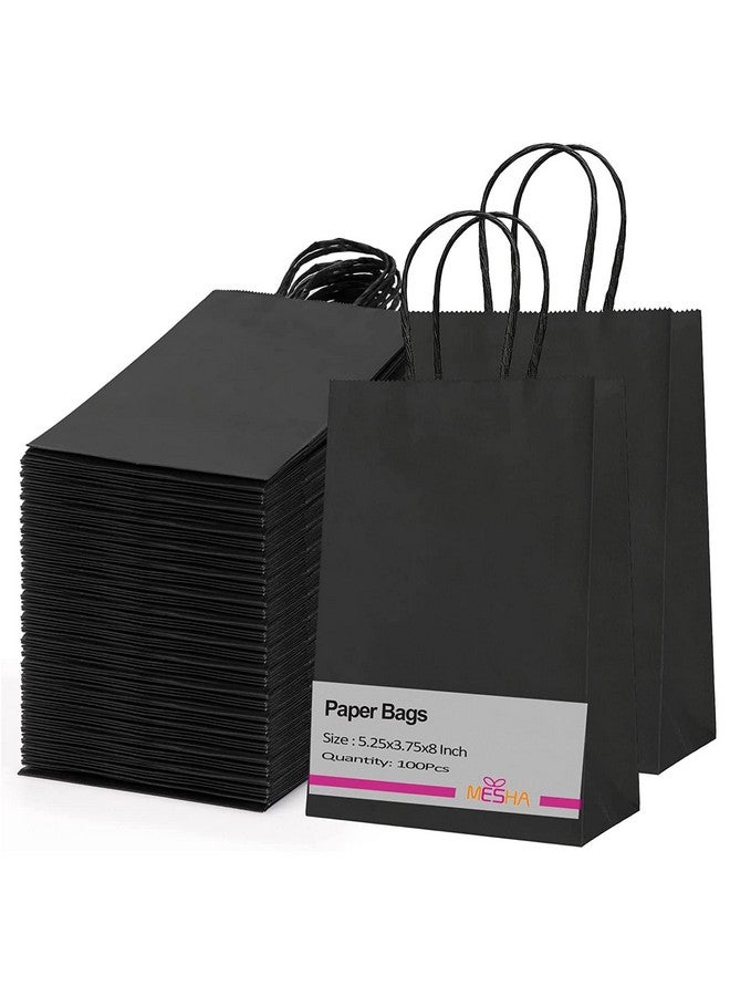 Paper Gift Bags 5.25X3.75X8 Black Small Paper Bags With Handles Bulk100 Pcs Kraft Paper Bags For Small Businesswedding Party Favor Bags