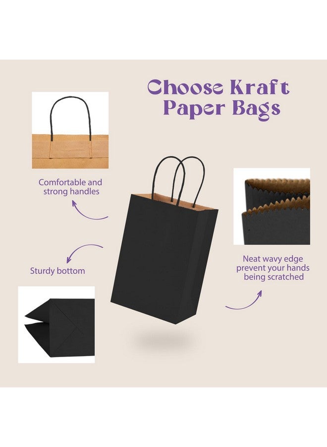 Paper Gift Bags 5.25X3.75X8 Black Small Paper Bags With Handles Bulk100 Pcs Kraft Paper Bags For Small Businesswedding Party Favor Bags