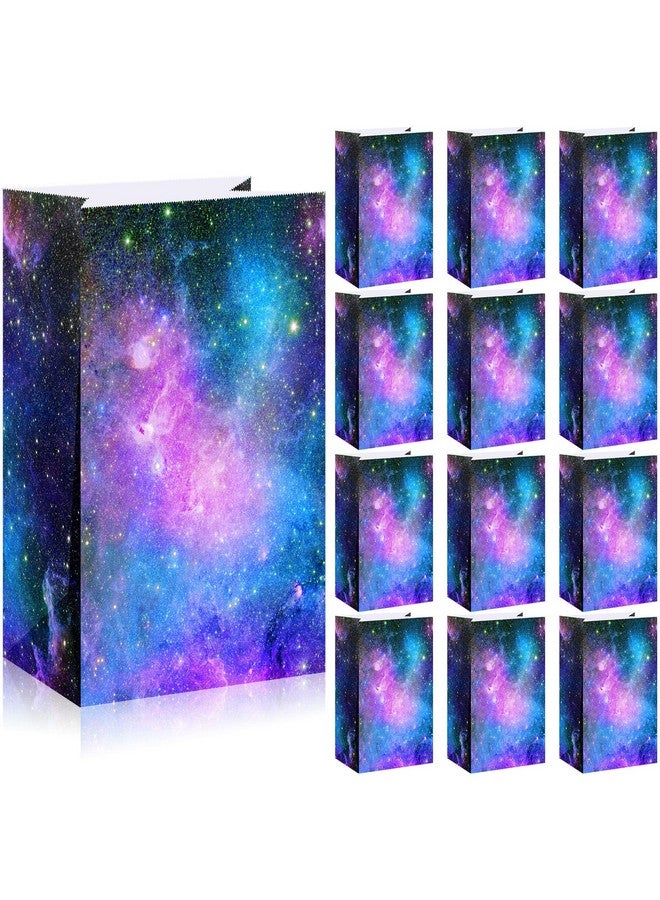 28 Pack Galaxy Party Favor Paper Bags Space Galaxy Print Candy Favor Bags Goodie Popcorn Treat Bags Solar System Planet Present Wrapping Bags For Kids Birthday Space Galaxy Party Supplies