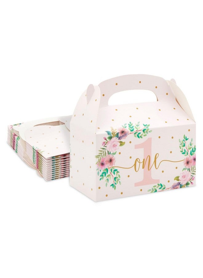 24 Pack Pink Floral Gift Boxes For 1St Birthday Party Favors Goodie Gable Box For Kids (6.2 X 3.6 X 3.3 In)