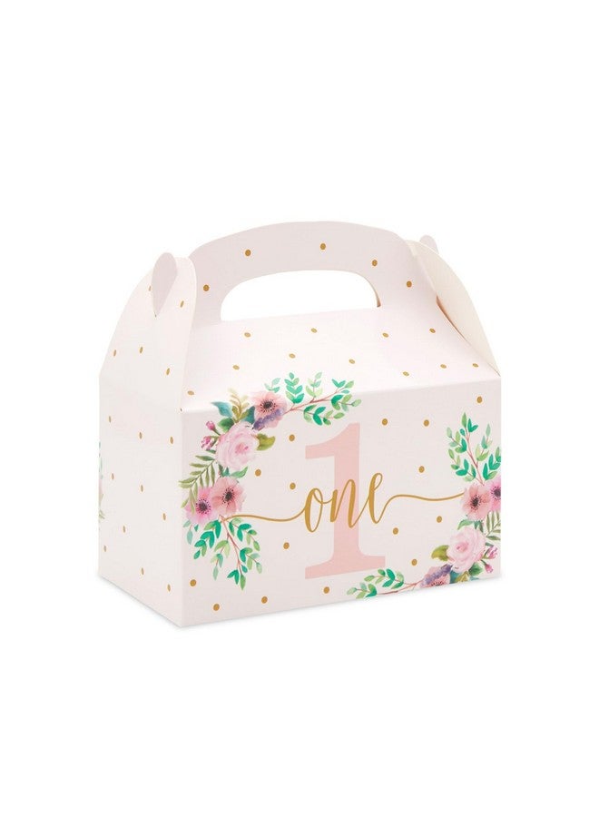 24 Pack Pink Floral Gift Boxes For 1St Birthday Party Favors Goodie Gable Box For Kids (6.2 X 3.6 X 3.3 In)