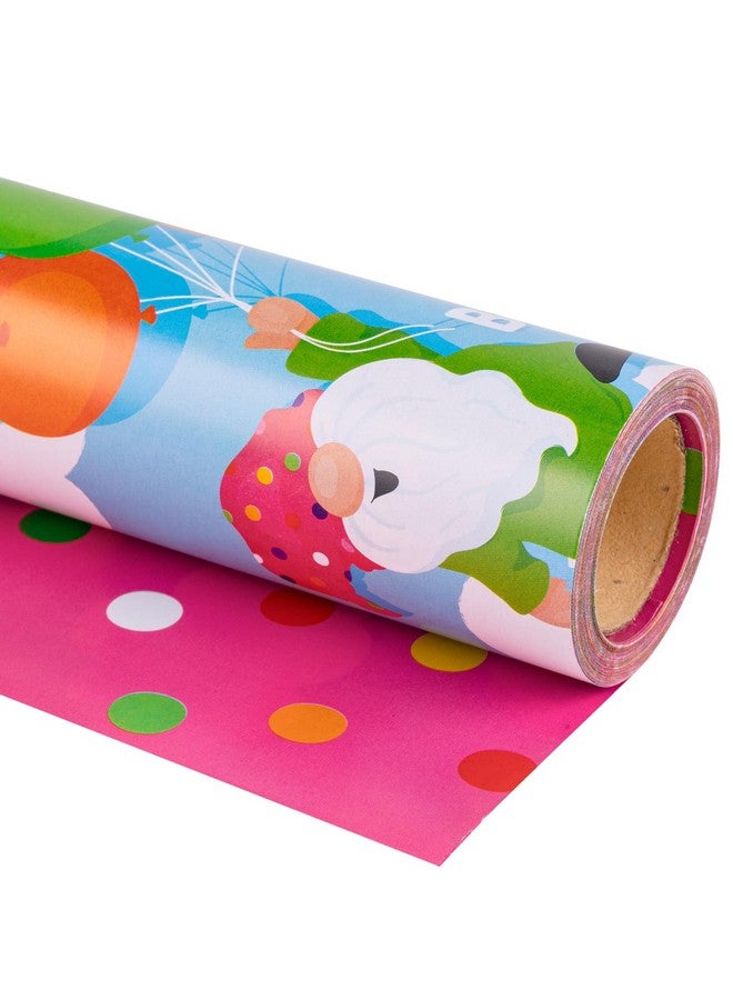 Reversible Wrapping Paper Roll Mini Roll Birthday Gnome Pattern Great For Baby Shower Birthday Party 17 Inches X 32.8 Feet