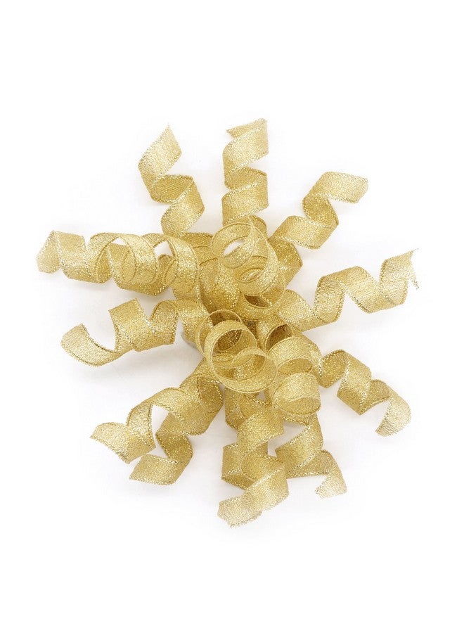 Burst Curly Bow 4 Inches Wide (6 Counts)Gold Large Gift Wrapping Bow With Selfadhesive