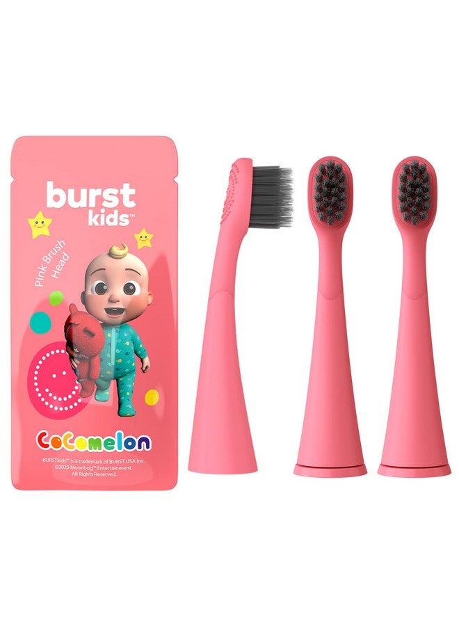 Cocomelon X Burstkids Electric Toothbrush Replacement Heads 3Pack Pinkultra Soft Bristles For Deep Cleanperfect Fit With Burstkids Sonic Kids Toothbrush9 Month Supply Of Brush Heads