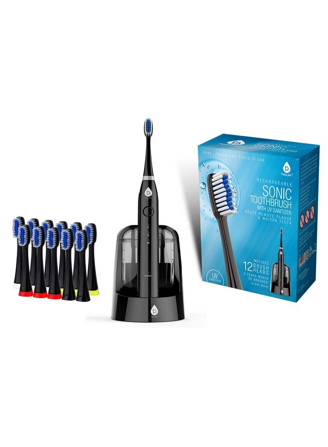 S750 Sonic Toothbrush (Black)Smart Series Electronic Power Rechargeable Battery Toothbrushelectronic Toothbrush For Adults12 Bonus Brush Headsrechargeable Toothbrushes For Adults