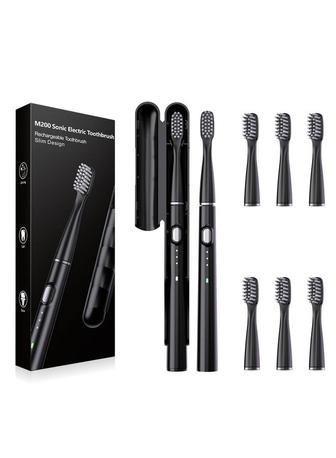 Electric Toothbrush For Adults And Kids Toothbrush Electric 40000 Vpm 2 Minitues Timer With Slim Travel Case 6 Brush Head Waterproof Rechargeable Sonic Electric Toothbrushblack