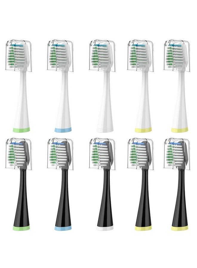 Replacement Toothbrush Heads For Aquasonic Duo Series 5 White & 5 Black Brush Heads With Covers