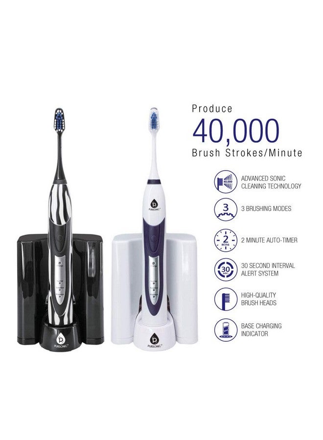 S520 Rechargeable Sonic Toothbrush Includes 20 Accessories: 12 Brush Heads & More Black